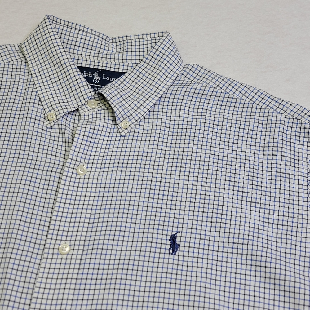 Ralph Lauren Ellington Shirt Mens Blue, Navy, White Checker Button Down Sz Large